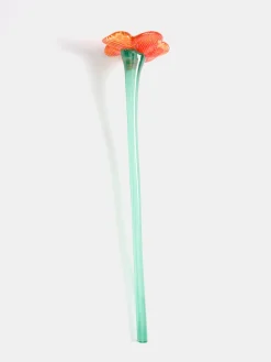 MOUTHBLOWN CRYSTAL FLOWER ORANGE
